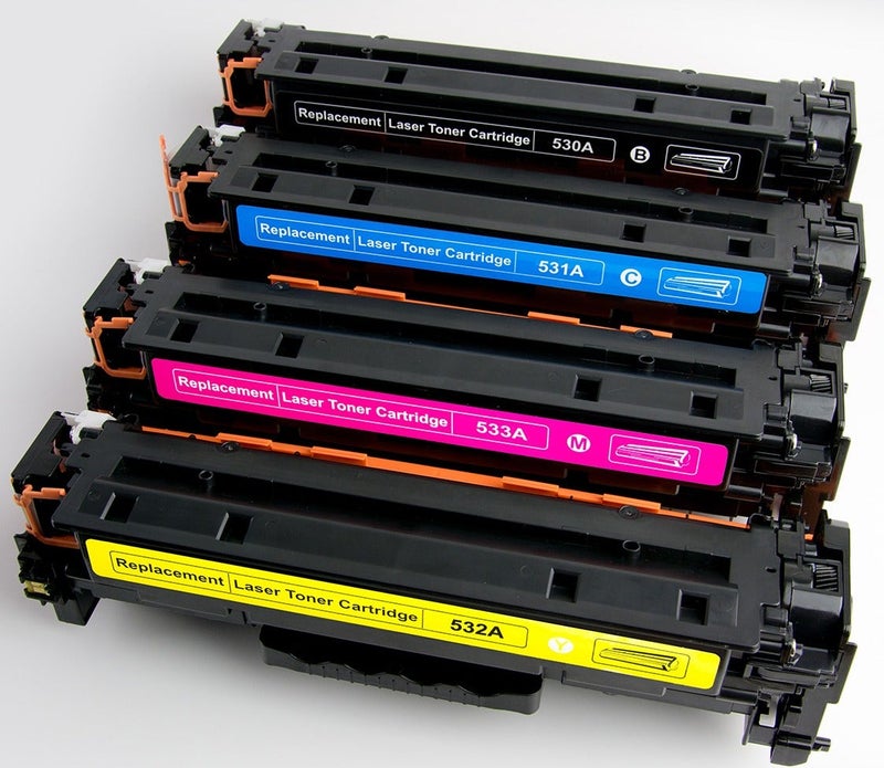 مجموعة خراطيش حبر متوافقة مكونة من 4 قطع 205 205A CF530/CF531/CF532/CF533 باللون الأسود/السماوي/الأصفر/الأرجواني